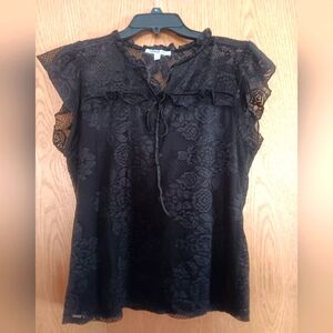 Women's size medium,  Uncommon Job black lace blouse